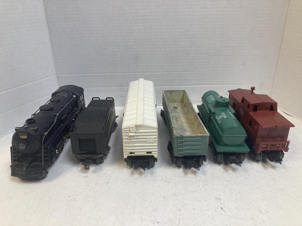 Vintage Marx O Gauge 999 Steam Locomotive & Tender w/ 4 Freight Cars - Tilt Couplers