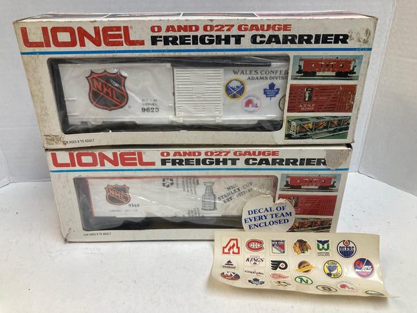 Lionel NHL Lot of 2 – 6-9360 Hockey Car & 6-9620 Wales Conference Box Car – O Gauge, Very Good Condition