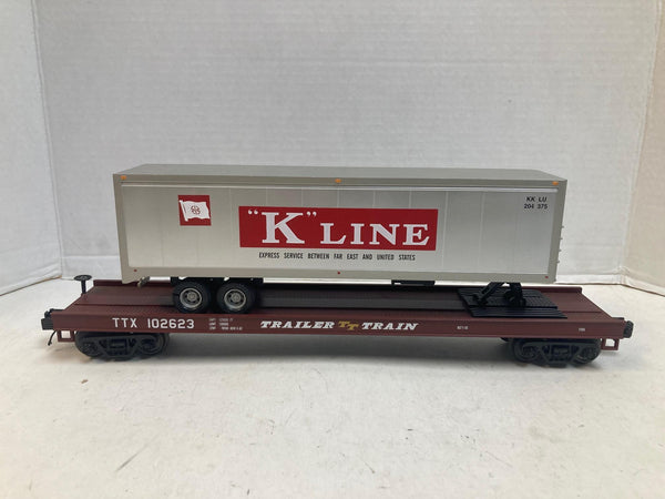 MTH Premier TTX Flat Car #102623 with "K" Line Trailer - O Scale 3-Rail