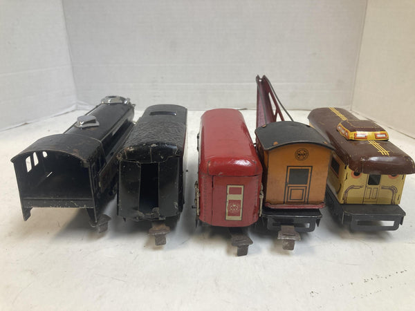 Marx Prewar O Gauge Commodore Vanderbilt Steam Loco Set - Pennsylvania Tender & 3 Cars (Tab Couplers)