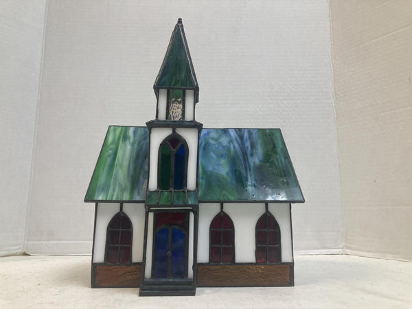 Holiday Creations Stained Glass Collectables Cathedral Church Lighted Vintage