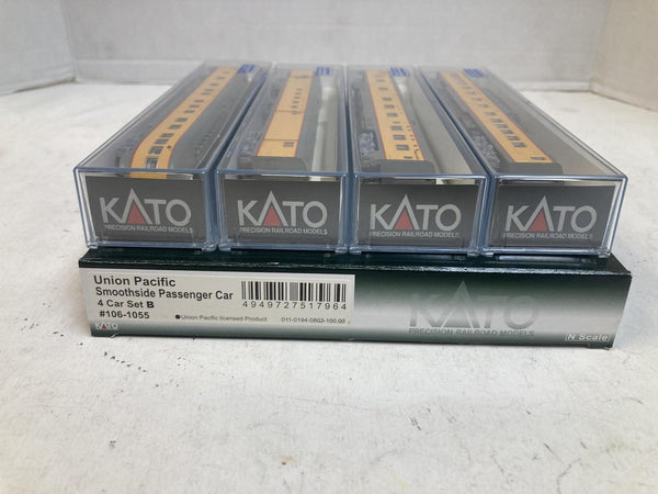 Kato N Scale Union Pacific Passenger Train Set – E9A Locomotive & Smoothside 4-Car Passenger Set B (New)