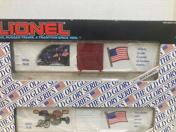 BRAND NEW Lionel 6-19599 Old Glory Series 3-Car Set (19516, 19517, 19518) | MINT O Gauge Patriotic
