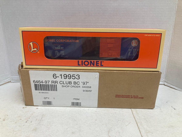Lionel 6-19953 6464-97 Railroader Club Boxcar MINT| W/ ORIGINAL SHIPPING CARTON