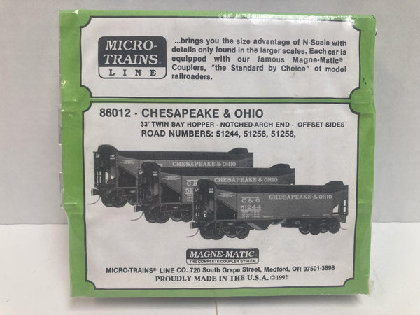 Micro-Trains Chesapeake & Ohio 33' Twin Bay Hopper N Scale #51244, #51256, #51258 (86012)