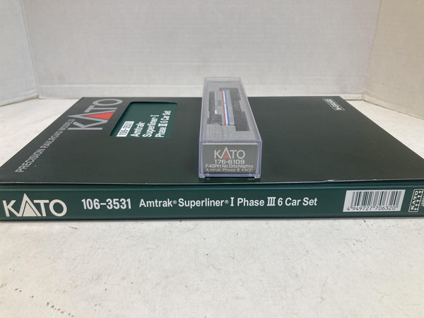 Kato N Scale Amtrak Passenger Train Set – F40PH #405 Locomotive & Superliner I Phase III 6-Car Set
