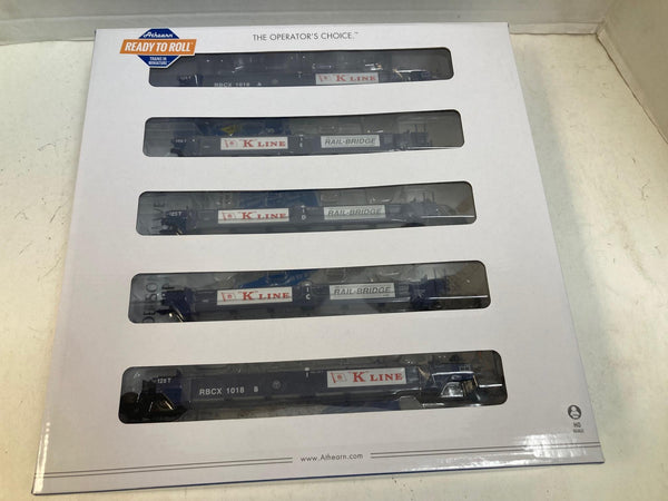 Athearn HO RTR K-Line / Rail-Bridge Maxi-I 5-Unit Well Car Set #1018 - NIB SEALED