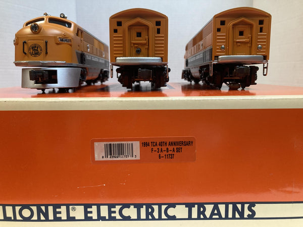 Lionel 6-11737 O Gauge 1994 TCA 40th Anniversary F-3 A-B-A Diesel Set -Mint- Boxed