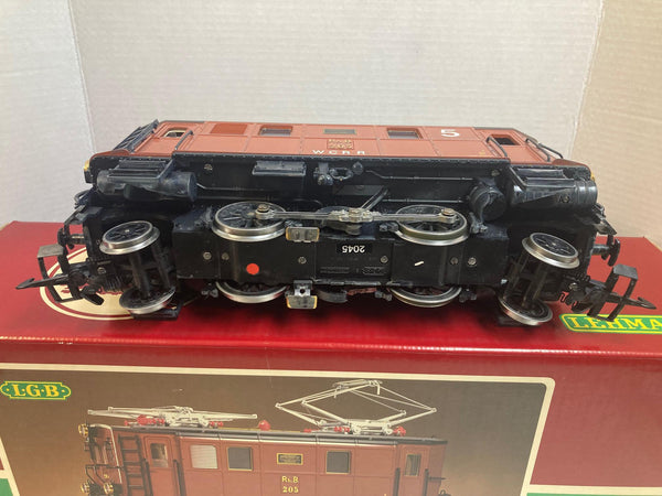 LGB 2045 “W.C.R.R” #205-5 — Custom Weathered RhB GE 2/4 Electric (Amazing Finish, Missing top side piece & light out))