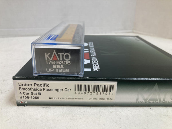 Kato N Scale Union Pacific Passenger Train Set – E9A Locomotive & Smoothside 4-Car Passenger Set B (New)