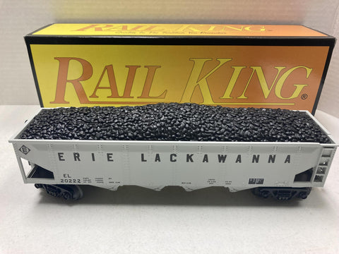 MTH Rail King Erie Lackawanna 4-bay Hopper w/ Coal O scale (30-7546)