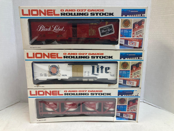 Lionel O Gauge Beer Car Collection - Budweiser Miller Pabst Schlitz + Vat Car