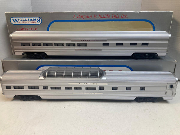 Williams 80 Ft Luxury Liner Passenger Cars 2-Car Set Santa Fe Vista Dome & Diner – Very Good Condition