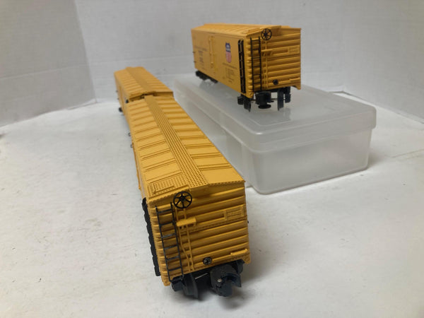 K-Line O Scale Union Pacific Pacific Fruit Express Yellow Boxcar 3-Pack #200440 #200447 #200450 – Good Condition No Box
