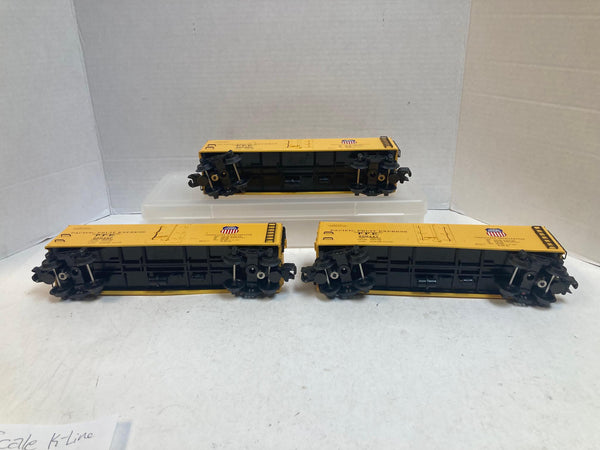 K-Line O Scale Union Pacific Pacific Fruit Express Yellow Boxcar 3-Pack #200440 #200447 #200450 – Good Condition No Box