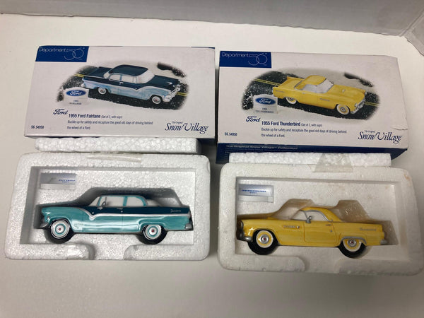 Department 56 FORD Car Set: 1955 Ford Fairline  (56.54950), 1955 Ford Thunder Bird (56.54950)