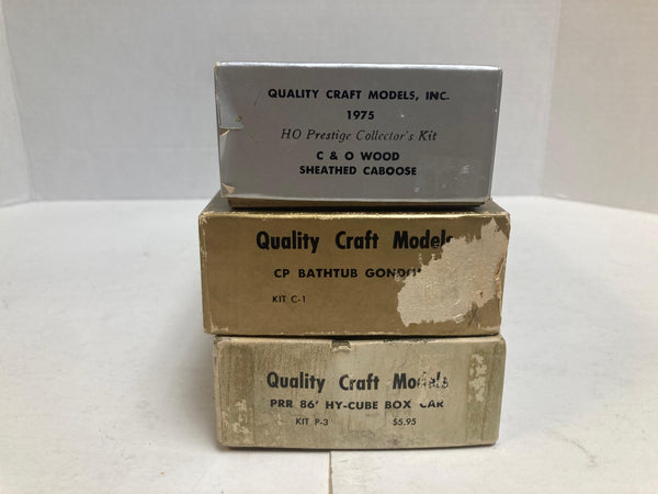 Quality Craft Models HO Wood Kits: Caboose, Gondola C-1, Box Car P-3