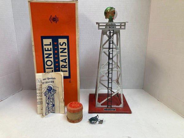 Lionel No. 394 Rotating Beacon Tower RARE Red Base Silver w/Box & Instructions