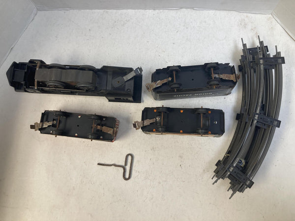 Vintage Marx O Gauge Wind-Up Steam Loco Lot W/ Key Track Union Pacific Seaboard