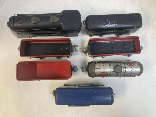 Marx Prewar O Gauge Commodore Vanderbilt Steam Loco Set - NYC Tender & 5 Tin Cars (Tab Couplers)