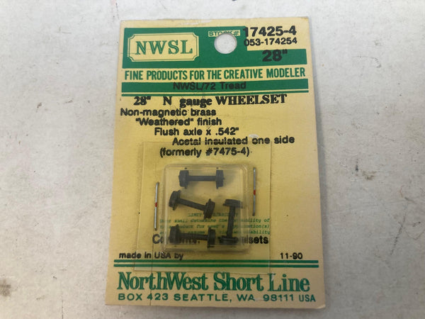 NWSL 17425-4 N Scale Wheel Sets - 28" .542" Flush - Lot of 6 Packs (24 Axles)