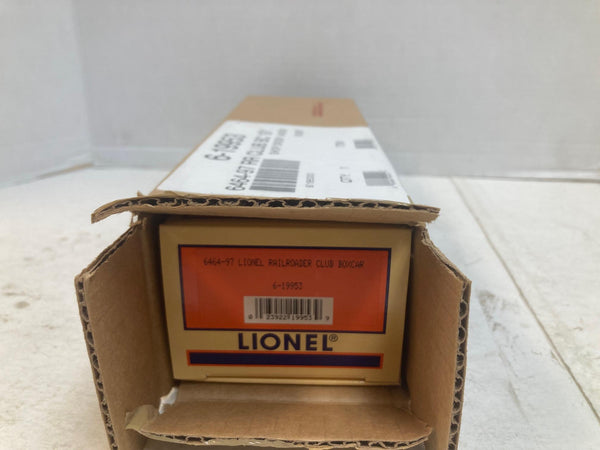 Lionel 6-19953 6464-97 Railroader Club Boxcar MINT| W/ ORIGINAL SHIPPING CARTON