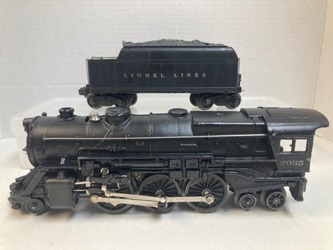 Lionel 2035 2-6-4 Steam Locomotive with 6466W Whistle Tender – Postwar Era (1952–1953) - Smokes and Runs Great