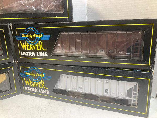 “5-Car Weaver Lot – Coal, Grain & Boxcars – Diverse Road Names – O Scale 3-Rail”