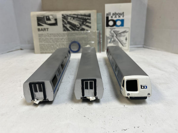Vintage BART HO Scale 3-Unit Train Set Athearn Powered A-B-A Built w/ Box & Paperwork