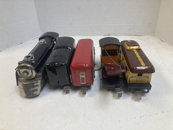 Marx Prewar O Gauge Commodore Vanderbilt Steam Loco Set - Pennsylvania Tender & 3 Cars (Tab Couplers)