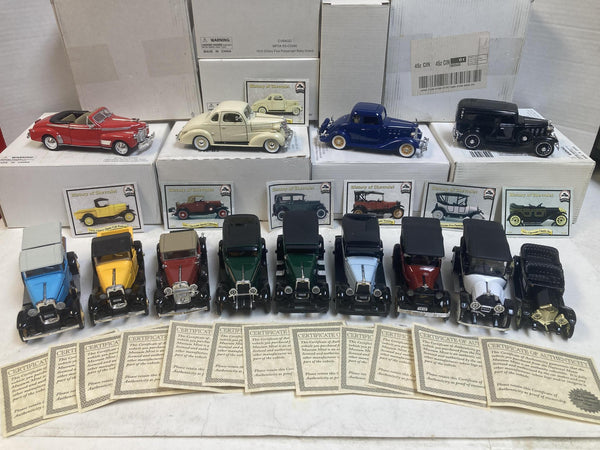 National Motor Museum Mint 1:32 Scale Diecast Collection – "History of Chevrolet" 13-Car Lot (1911–1941)