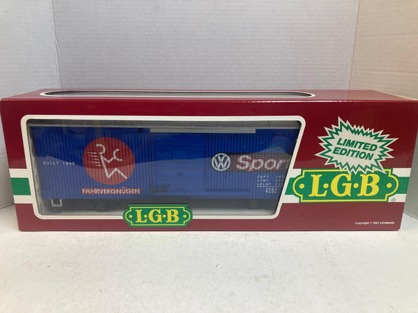 LGB 4290 VW Sport Boxcar – G-Scale, LNIB – VW Themed