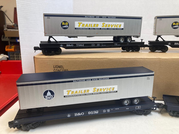 MTH Premier O Scale B&O Flatcars w/ Trailers (4) 7562 7568 9132 9920 Trailer Service