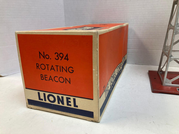Lionel No. 394 Rotating Beacon Tower RARE Red Base Silver w/Box & Instructions