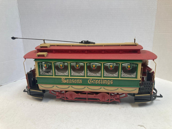 Bachmann G Scale Christmas Trolley #93940 “Season’s Greetings” w/ Santa Onboard – Good Condition No Box
