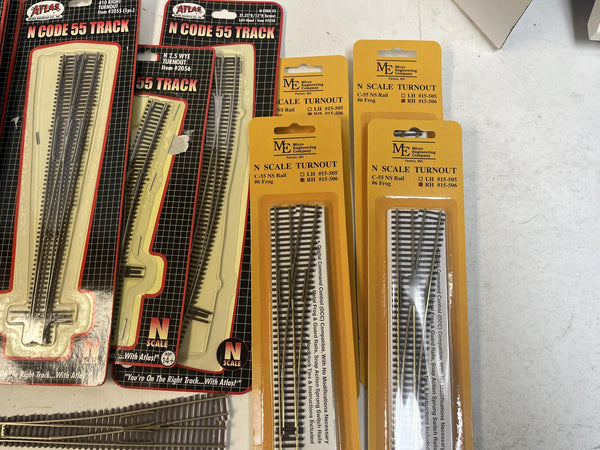 N Scale Code 55 Track Lot 41pc Atlas Micro Engineering PECO Turnouts Joiners