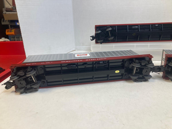 MTH Premier Western Maryland Flatcars w/ Old German Beer Trailers (3) O Scale