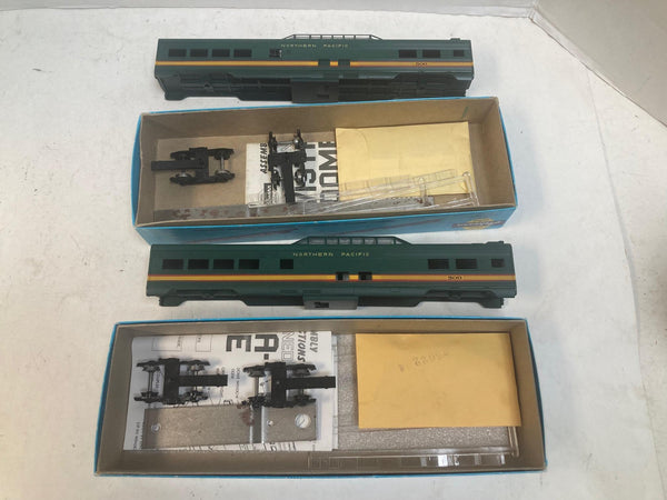 COMPLETE Lot of 6 Athearn Blue Box HO Northern Pacific Passenger Cars - 2 Kits + 4 Built