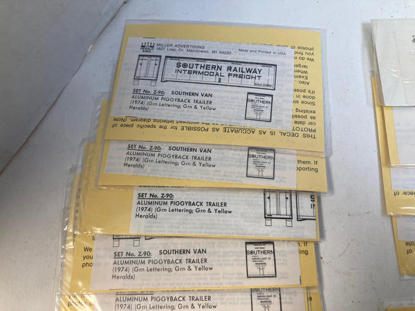 30 Lot Herald King HO Scale Decals - Southern Railway & PRR - New Old Stock
