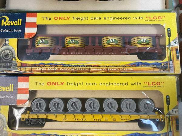 Vintage Revell HO Train Lot Southern Pacific SW7 Switcher #3571 w/ 9 Freight Cars, 2 Boxed