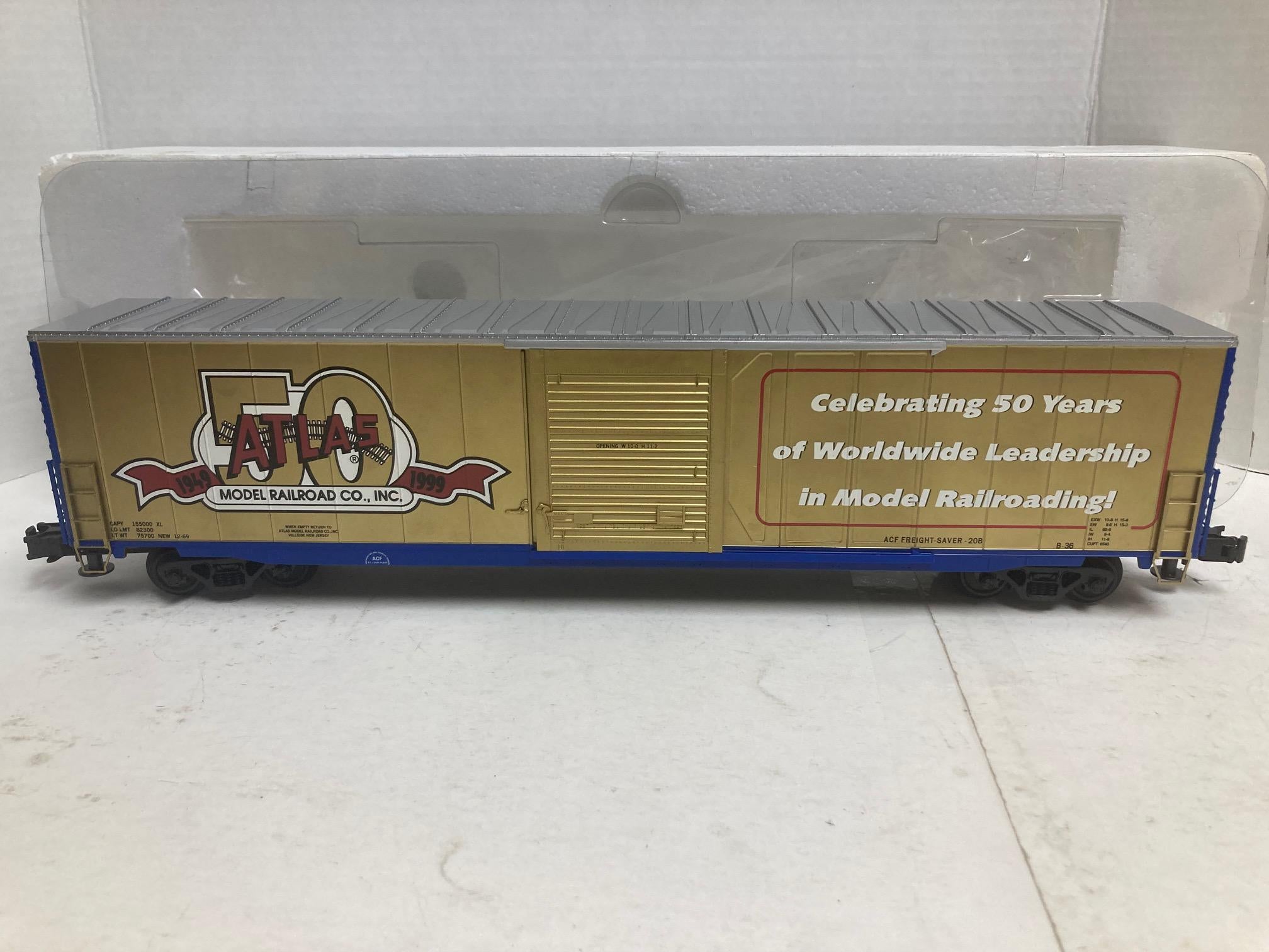 Atlas 50th Anniversary 3-rail ACF 60' S.D. Auto Parts Box Car (#1023) O Scale