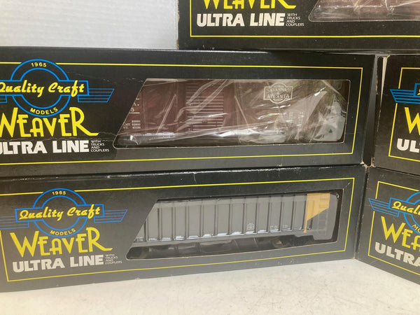 “5-Car Weaver Lot – Coal, Grain & Boxcars – Diverse Road Names – O Scale 3-Rail”