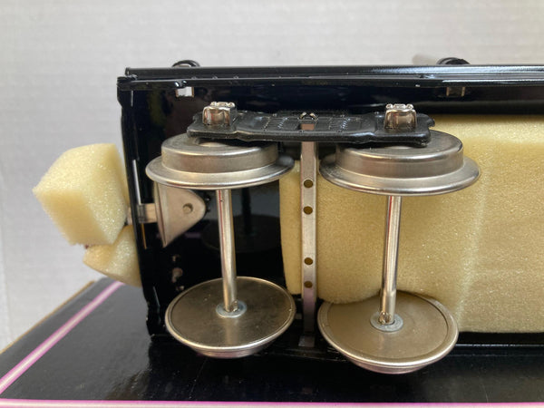 MTH Tinplate Traditions No. 211 Flat Car 10-1071 – Black w/ Nickel Trim & Authentic Wood Load – NOS