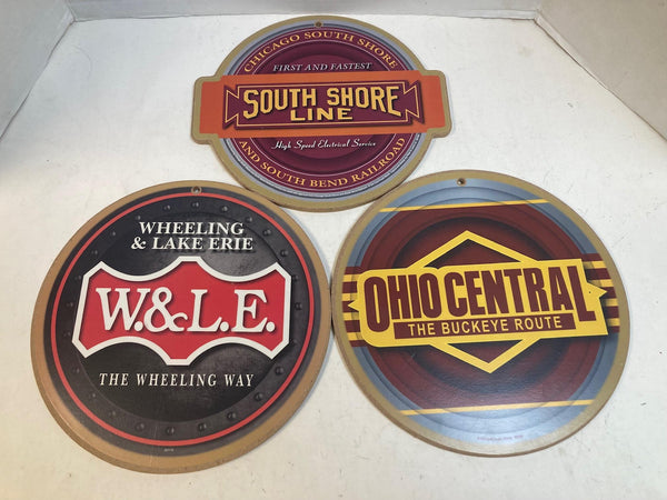 Wooden Railroad Sign Lot South Shore Line, Wheeling Lake Erie, Ohio Central Buckeye