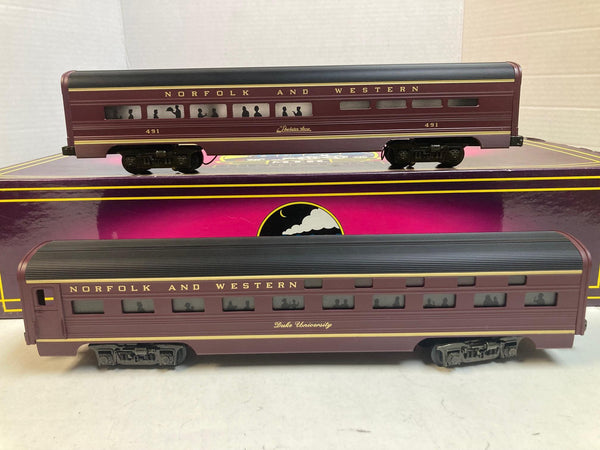 MTH Premier 20-6114 Norfolk & Western 2-Car 60’ Aluminum Sleeper/Diner - O Scale