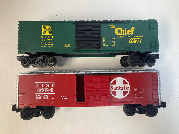 Lionel "Santa Fe" Box Car Set of 2 - O Scale - Good