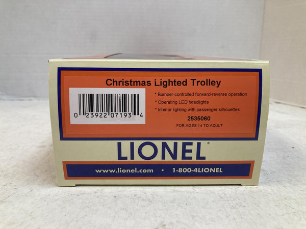 Lionel 2535060 O Gauge Christmas Lighted Trolley "Christmas Express" Like New