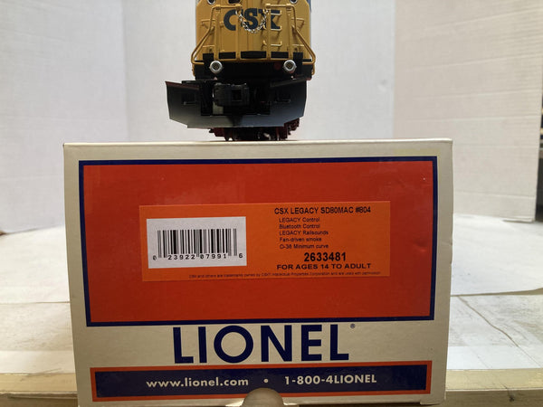 Lionel 2633481 CSX LEGACY SD80MAC Diesel Locomotive #0804 Bluetooth O Gauge