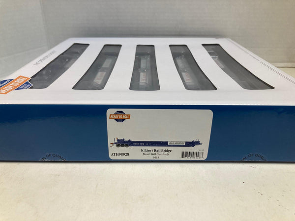 Athearn HO RTR K-Line / Rail-Bridge Maxi-I 5-Unit Well Car Set #1018 - NIB SEALED