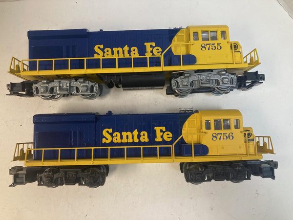 Lionel Santa Fe U36B Diesel Locomotive Set #6-8755 Powered & #6-8756 Dummy O Gauge